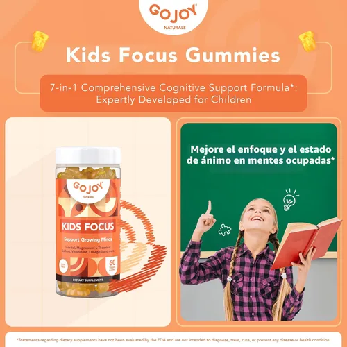 Miniatura 2 de GOJOY NATURALS Gomitas de atención para niños - Suplemento de 7 en 1 para la atención y el enfoque para niños y adolescentes con extracto