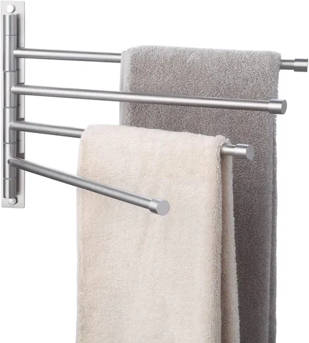 Toallero KES A2102C con 4 barras y soporte de pared, de acero inoxidable, Marrón, SYNCHKG056472 acabado cepillado