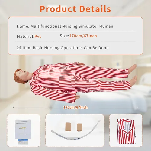 Miniatura 2 de Modelo anatómico de cuerpo completo para mujer adulta, maniquí de entrenamiento de enfermería de 67 pulgadas para entrenamiento de habilidades