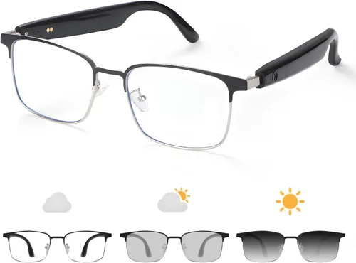 Miniatura 9 de Gafas inteligentes para mujeres y hombres, anteojos de audio Bluetooth con lentes que cambian de color, altavoces de sonido de oído abierto, carga