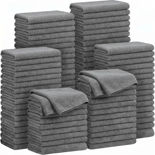Preboun Paquete de 300 paños de limpieza de microfibra de 12 x 16 pulgadas, multiusos, reutilizables, lavables, toallas absorbentes para casa, Gris