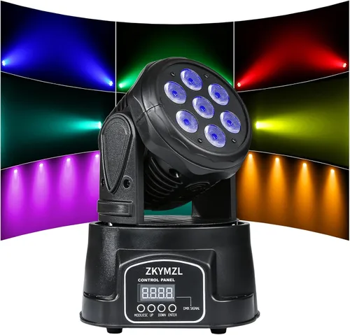 ZKYMZL 7x12W RGBW (4 en 1) Iluminación de la etapa del LED con 9/14 CH por DMX512 Control y Actividades de Sonido - Cabeza móvil Dj Luces para