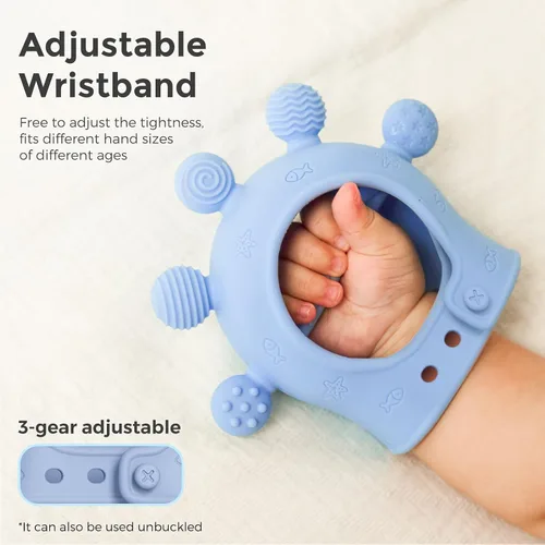 Miniatura 3 de Momcozy Juguetes mordedores para bebés Mordedor de silicona para 0-12 meses Alivio de la dentición del bebé Azul