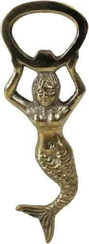 Miniatura 5 de Ebros Gift Vintage Marine Nautical Heavy Duty Latón Acabado Oro Sirena Costera Sirena Sirena Soda Botella de Cerveza Tapa Abremano 4.5" Alto Mar
