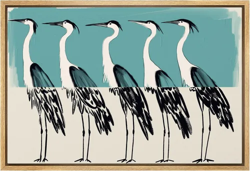 Miniatura 21 de wall26 Lienzo enmarcado para pared, acuarela, azul pastel, garza, galápagos, aves, animales, ilustraciones de naturaleza salvaje, arte moderno