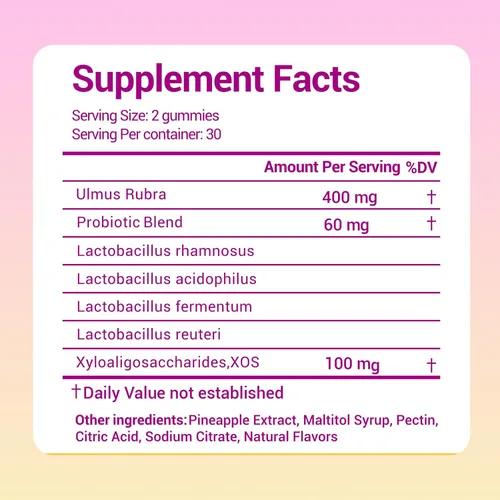 Miniatura 2 de Her Juicy - Gomitas de probióticos femeninos para mujeres, con prebióticos y olmo resbaladizo, promueve el equilibrio del pH, la salud intestinal