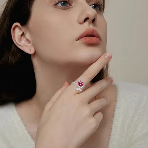 Miniatura 5 de Anillo de hibisco Anillo de flor hawaiana con joyería de hibisco de plata de ley ajustable abierta para mujer, talla 7