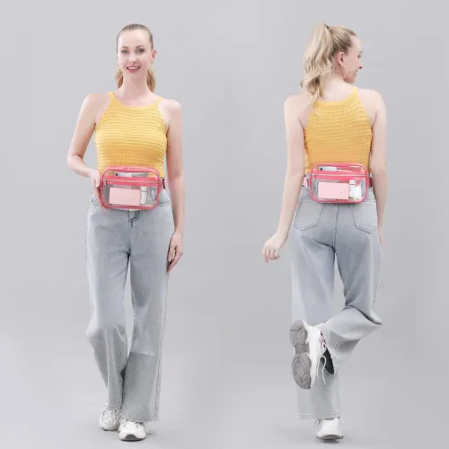 Miniatura 17 de Clearworld Riñonera transparente para mujeres y hombres, paquete de cintura aprobado por estadio con correa ajustable, bolsa de cinturón de moda