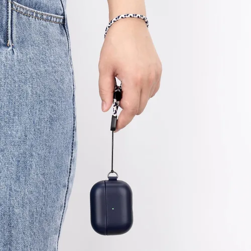 Miniatura 7 de Maogoam Funda de cuero genuino para AirPods Pro 2, botón de sincronización, diseño de clip en D con cordón de mano, funda de cuero encerado