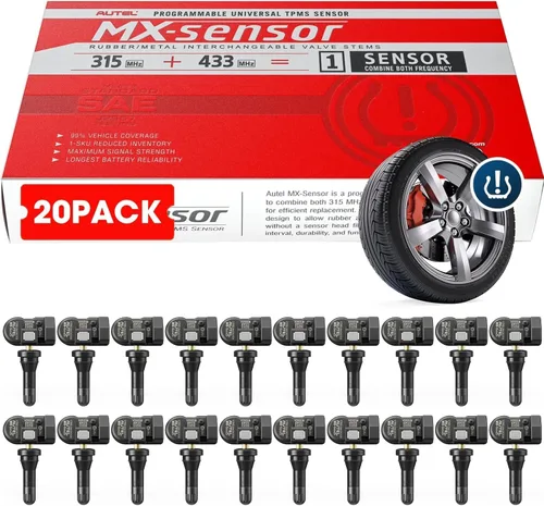 Autel Sensor TPMS 2 en 1 MX-Sensor 315Mhz/433Mhz a granel de 20, sensores de neumáticos de vástago de goma TPMS sensores programables por Autel