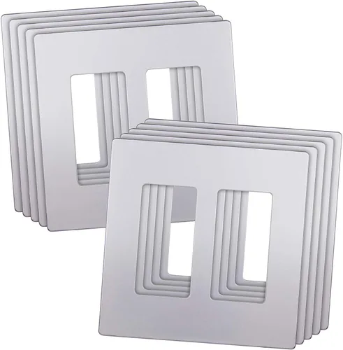Miniatura 26 de ENERLITES Placas Decorativas de Pared sin Tornillos Cubiertas de Tomacorrientes Seguras para Niños, Tamaño 2-Gang 4.68" H x 4.73" L, Policarbonato