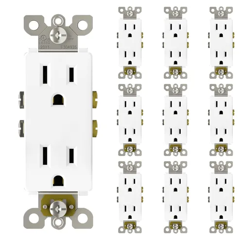 Miniatura 10 de ThunderWay Toma de corriente decoradora con placa de pared, toma eléctrica no resistente a manipulaciones, 15 amperios/125 V, autoconectada