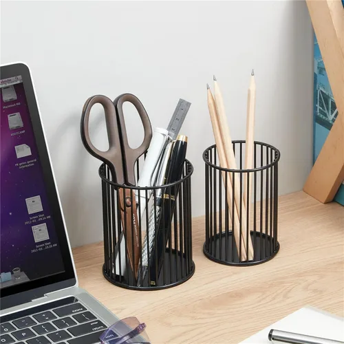 Miniatura 4 de 2 juegos de soportes metálicos para bolígrafos para escritorio, brochas de maquillaje, portavasos, portalápices, taza para bolígrafos, organizador