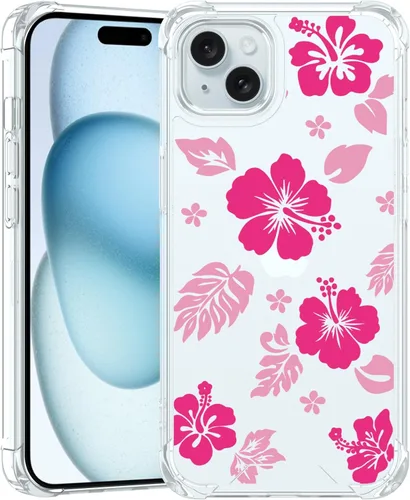 Miniatura 27 de Funda para iPhone 8 Plus y iPhone 7 Plus, linda funda Kawaii azul hibisco hawaiano floral estética floral para niñas preppy mujeres