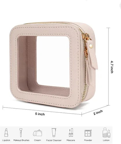 Miniatura 4 de Juego de bolsas de maquillaje transparentes de viaje, bolsa de cosméticos aprobada por la TSA con cremallera, bolsa de maquillaje portátil, bolsa
