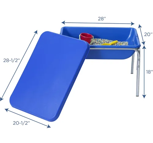 Miniatura 2 de Children's Factory - Mesa sensorial pequeña de 18" con tapa, caja de arena y mesa de agua para niños, azul