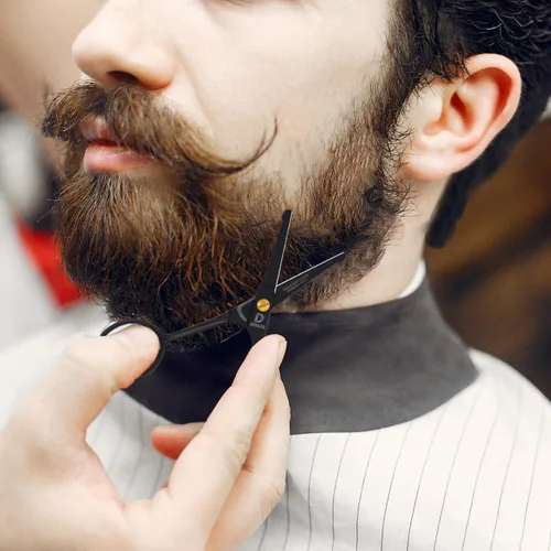Miniatura 4 de DEMAXA Tijeras de seguridad para bigote con punta redonda de 4.5" y tijeras para barba con 1 peine para bigote, 1 peine para barba y bolsa suave