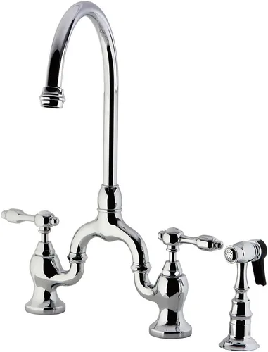 Miniatura 3 de Kingston Brass KS7792TALBS Tudor Bridge - Grifo de cocina, latón pulido, 13,88 x 7,75 x 16,81