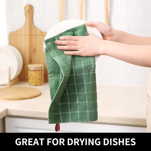 Miniatura 4 de Homaxy Paños de cocina de rizo de algodón 100%, ultra suaves y absorbentes, adecuados para secar y lavar platos, paquete de 6, 12 x 12 pulgadas