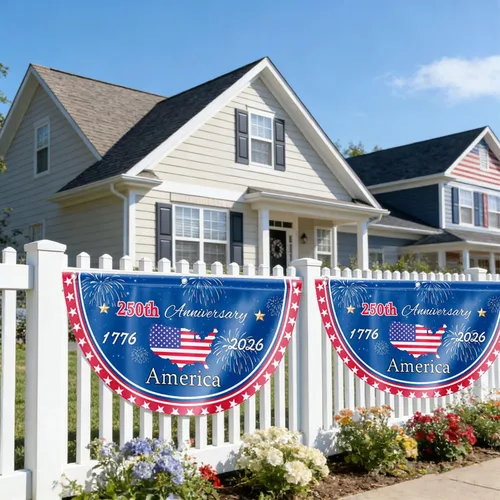 Miniatura 5 de 2 banderas patrióticas con la frase "Years We the People", bandera de Estados Unidos con el número 250 aniversario, 1.5 x 3 pies, banderas
