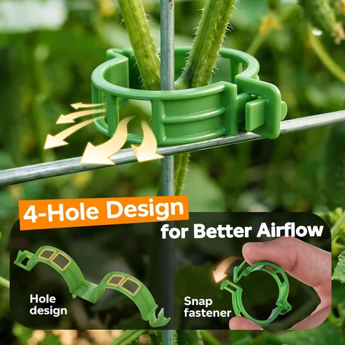 Miniatura 4 de 100 piezas de clips para tomate para plantas trepadoras, clips de soporte de planta de enrejado de plástico para jardín, clips reutilizables