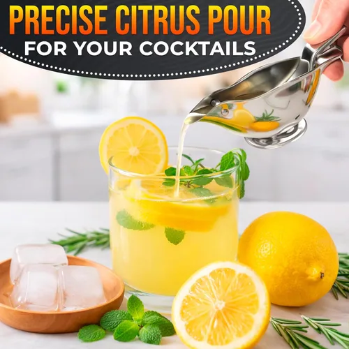 Miniatura 8 de Exprimidor de Limón Bird con Boca de Vaciado - Exprimidor Cítrico Manual Prensa de Frutas de Mano para Limones y Limas De Acero Inoxidable