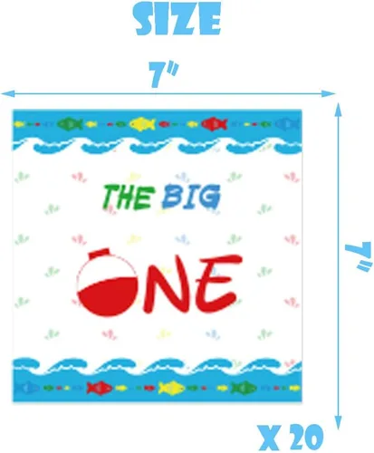 Miniatura 5 de The Big One - Vajilla de fiesta de 40 piezas, platos de pesca de 9 pulgadas, platos de aliados de peces de 7 pulgadas, servilletas de 7 pulgadas