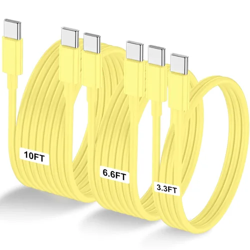 Miniatura 9 de Paquete de 2 cables USB C a USB C de 10 pies y 60 W, cable tipo C a tipo C, cable de carga rápida para iPhone Air 17 16e 16 15 Pro Plus Pro Max