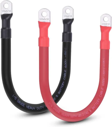 Miniatura 41 de Cable de batería flexible de 1/0 AWG con terminales de 3/8" - Alambre de cobre puro OFC para inversor y soldadura para automotriz, solar, RV