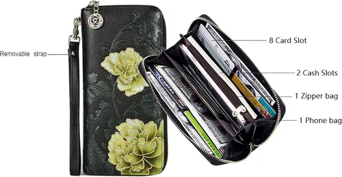 Miniatura 3 de Carteras de cuero para mujer carteras de pulsera de moda bolso de mujer cartera de cuero delgada para tarjetas de crédito para mujer