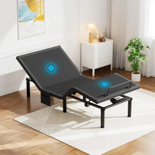 Pipishell - Somier ajustable individual XL con masaje, base de cama eléctrica con inclinación de la cabecera y las patas, puertos USB-A y USB-C,