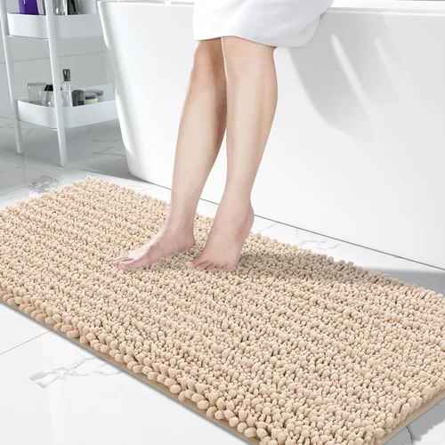 Miniatura 85 de Yimobra Alfombras de Baño Antideslizantes Lavables - Alfombra de Baño de Chenilla Ultra Suave Absorbente, Alfombra Peluda de Secado Rápido para Negro
