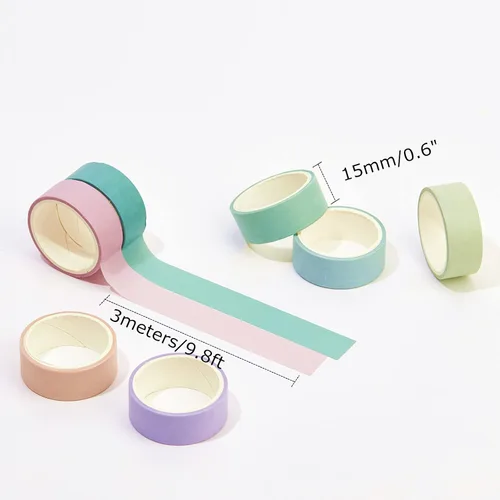 Miniatura 4 de VIVIQUEN Juego de 24 rollos de cinta adhesiva Washi, paquete de cinta adhesiva de color de 0.591 in, cintas finas decorativas para niños y regalos