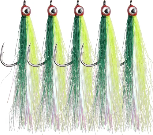 Miniatura 10 de Clouser Minnow - Señuelo de pesca con mosca, señuelo de pesca con mosca de agua salada, moscas de lubina a rayas de pesca con cola de buque