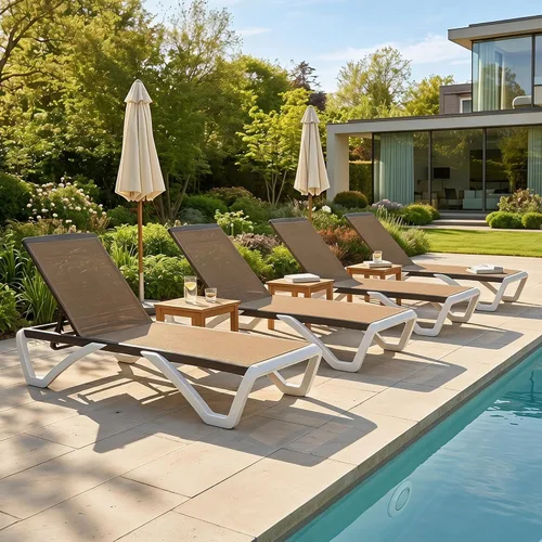 Miniatura 21 de Domi - Tumbona para exteriores, sillón ajustable de aluminio para patio, silla de piscina de plástico para terraza, césped, patio trasero