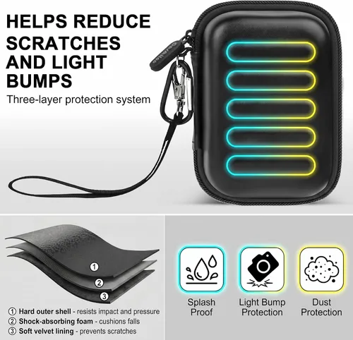 Miniatura 3 de Funda para cámara digital KODAK PIXPRO FZ55/FZ45/FZ53/FZ43 de 16 MP, bolsa de almacenamiento de viaje con bolsillo de malla para baterías, cables
