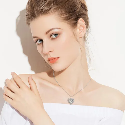 Miniatura 6 de Collar de plata de ley 925 con alas de ángel conmemorativas para cenizas, joyería de cremación