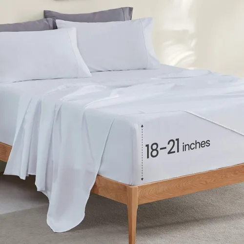 Miniatura 8 de SLEEP ZONE Juego de sábanas de bolsillo extra profundo de 18 pulgadas para niños, 3 piezas, sábanas súper suaves para colchones profundos