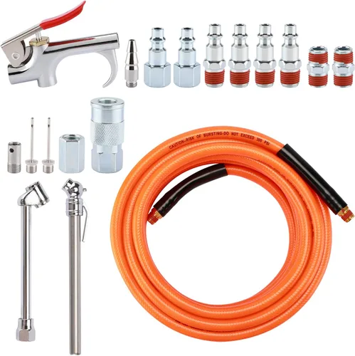 Miniatura 2 de Kit de accesorios para herramientas neumáticas de 18 piezas con manguera de PVC de 3/8 pulgadas x 25 pies, accesorios de conexión rápida NPT de 1/4