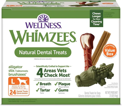 Miniatura 12 de Wellness WHIMZEES Value Pack - Premio dental natural para perros, masticar, refresca el aliento, tamaño mediano, caja de 46.6 onzas, 44