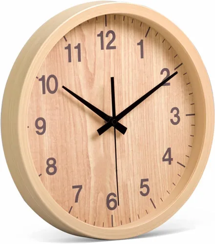 Miniatura 2 de Reloj de pared silencioso de grano de madera de 7.9 in, de cuarzo moderno, funciona con pilas, para sala de estar, cocina, dormitorio
