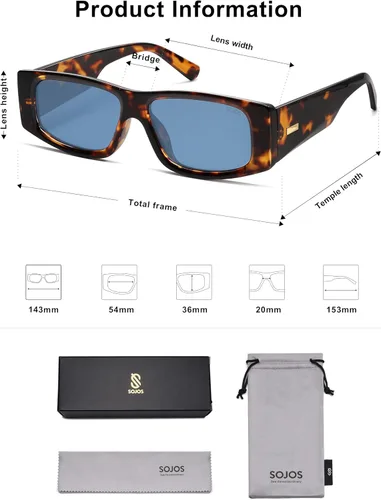 Miniatura 25 de SOJOS Gafas de sol polarizadas rectangulares Y2K de moda para mujeres y hombres, gafas de sol rave de diseñador de moda SJ2228