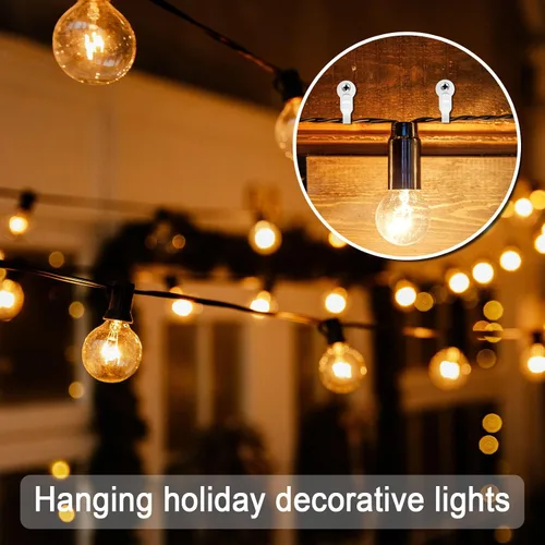 Miniatura 2 de DINGEE Ganchos con rosca - Ganchos de luz de acero inoxidable para luces de cadena en exteriores, ganchos pequeños blancos para patio, plantas