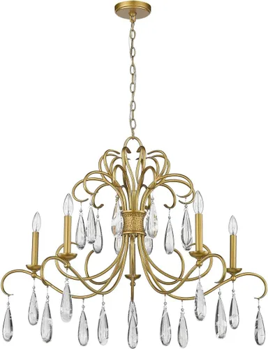Miniatura 7 de Z-Lite Lámpara de araña Amara 3039-38GG, 5 luces, 300 vatios en total, oro dorado