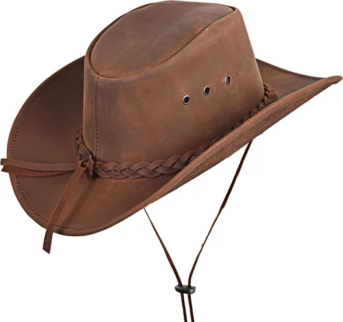 Miniatura 2 de Pretlet Sombrero de vaquero de cuero para hombres y mujeres, duradero, hecho a mano, ligero, moldeable, sombreros occidentales para hombres