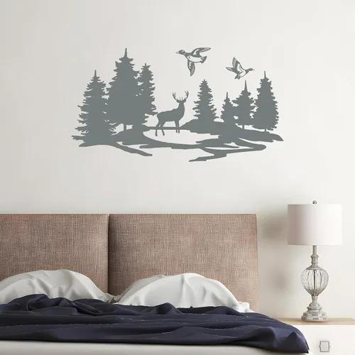 Miniatura 4 de Vinilo adhesivo para pared, diseño de silueta de patos, ciervos, bosque, caza, hobby, decoración grande (g8643), color negro
