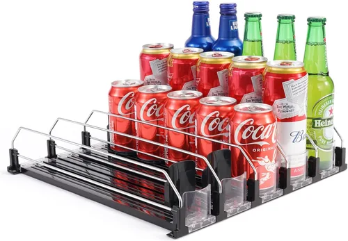 Miniatura 12 de Organizador automático de latas de refrescos, dispensador de latas para cerveza, soda, seltzer, ya montado, soporte para latas de bebidas, Blanco