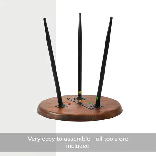 Miniatura 6 de MH London Mesa auxiliar moderna, mesa auxiliar Dilan de tres pines. Mesita de noche pequeña hecha a mano de diseño exclusivo. Mesa auxiliar redonda