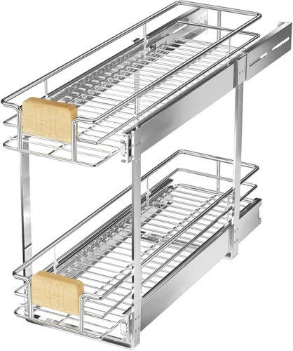 Miniatura 12 de LOVMOR Organizador de gabinete extraíble con mango de madera, 16½ pulgadas de ancho x 21½ pulgadas, organizador deslizante para cocina, despensa 1