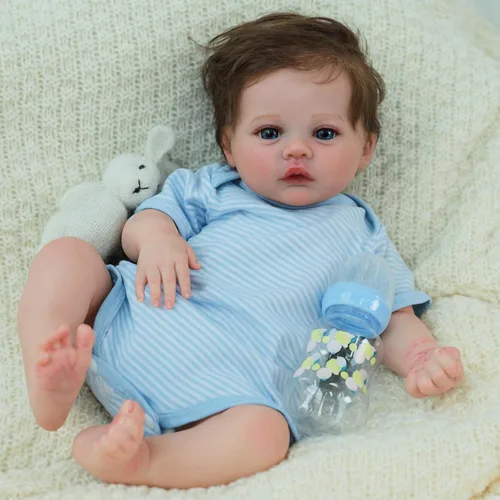 Miniatura 6 de SCOM Muñecas Reborn Baby Niño Meadow de 18 pulgadas – Recién nacido realista, cuerpo de tela suave con peso, adorable muñeca de la vida real posable